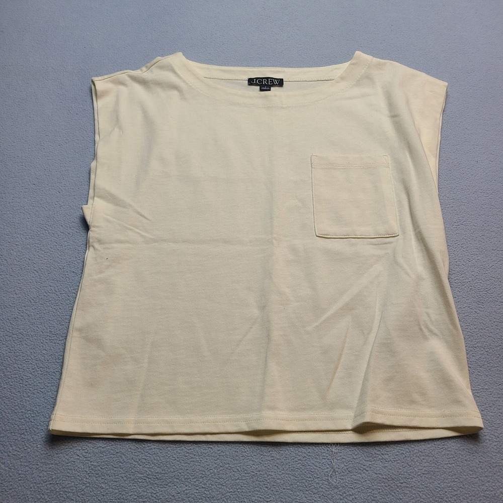 J.Crew Muscle Tee Womens Small Cream Excellent Cotton Pocket Sleeveless Top